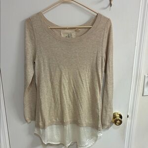 Anthropologie Angel Of The North Beige and Cream Layered Sweater Sz S